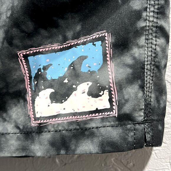 ☀️🏝️ Y2K BILLABONG Black/Gray Tie-Dye Boardshorts Swim Trunks Men Sz Medium -EU - Picture 3 of 8